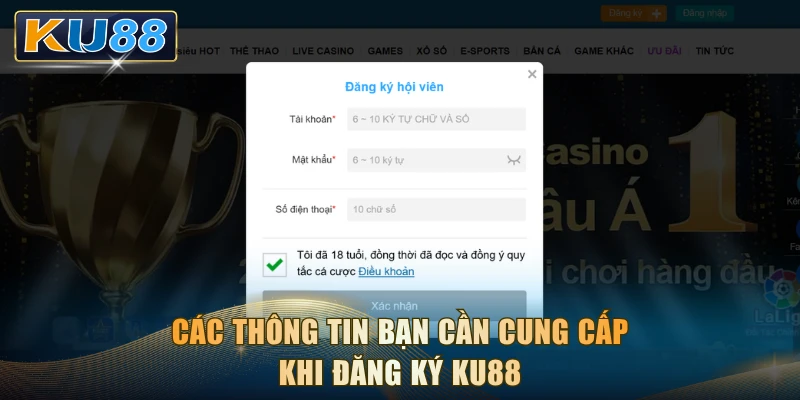 Các thông tin bạn cần cung cấp khi đăng ký KU88
